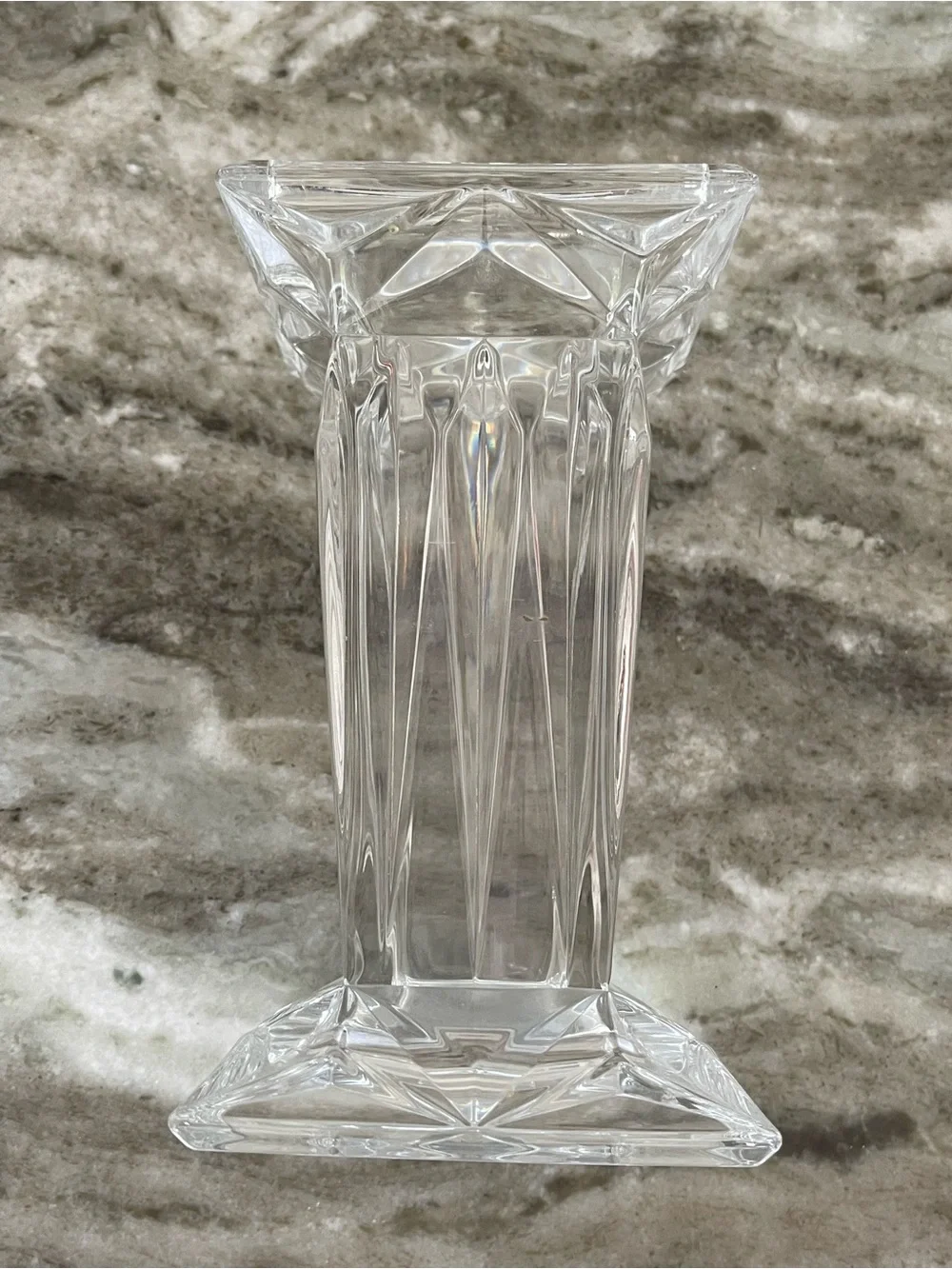 Vintage PartyLite Quad Crystal Square Pedestal Pillar Candle Holder
